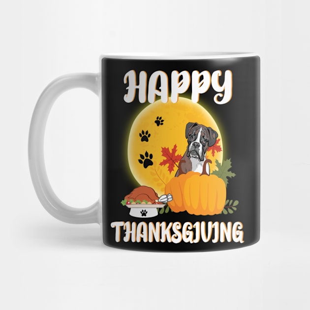 Boxer Seeing Turkey Dish Happy Halloween Thanksgiving Merry Christmas Day by Cowan79